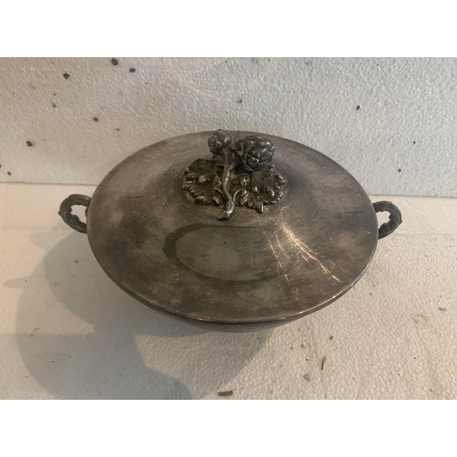 20th Century Empire Silver-Plated Covered Vegetable Dish by Silversmith Plasait For Sale - Image 3 of 9