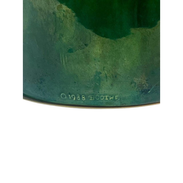 1980s Vintage Green Hand Made Folk Art Glazed Terracotta Olive Jar For Sale - Image 5 of 9