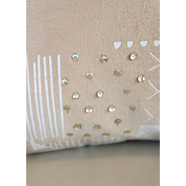 Early 21st Century Natural Velvet Embroidered Pillows For Sale - Image 5 of 5