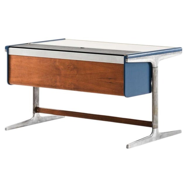 Mid-Century Desk in Aluminum, Lacquer, Laminate and Teak attributed to George Nelson, 1960s For Sale - Image 11 of 11