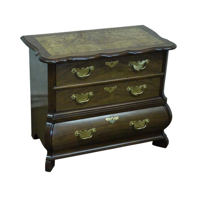 Baker Furniture Burl Wood & Walnut Bombe Chest For Sale