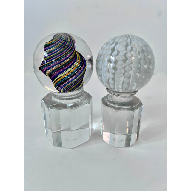 Mid-Century Modern Italian Venini Murano Crystal Signed Paperweight Bookends - a Pair For Sale - Image 3 of 6