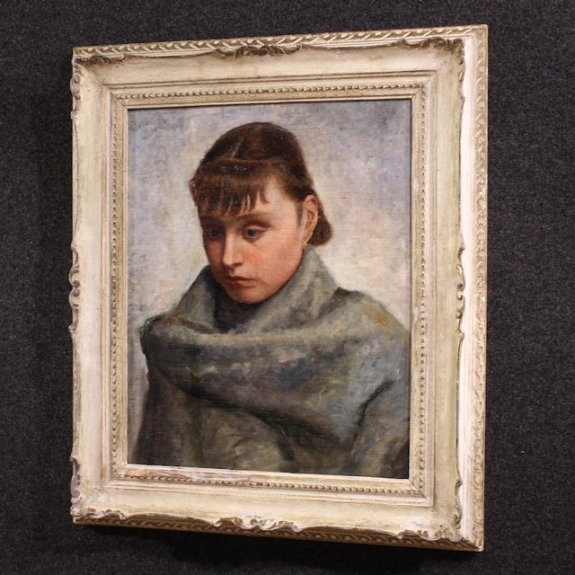 Italian Artist, Portrait of a Woman in Impressionist Style, 1920, Oil on Canvas, Framed For Sale - Image 14 of 15