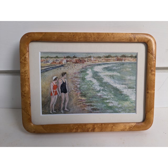 1920s Framed Seaside Watercolor – Serene Ocean Scene Capture the tranquility of the coast with this beautifully rendered...