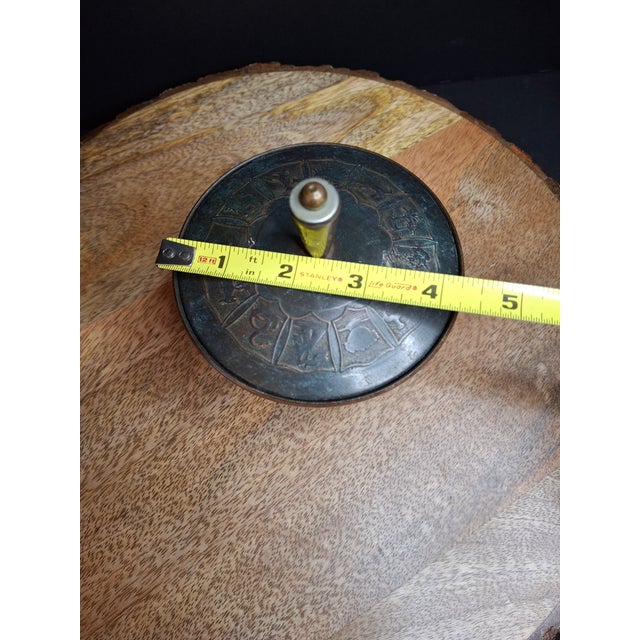 Vintage Pal-Bell Israel Bronze Honey Dish Twelve Tribes Maurice Ascalon Rosh Hashanah MCM Judaica For Sale - Image 11 of 11