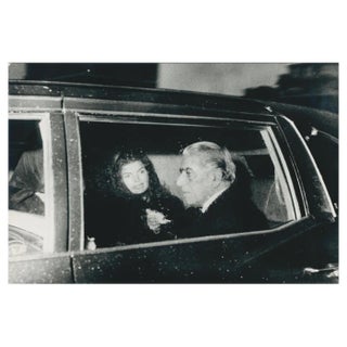 Jackie and Aristoteles Onassis in Car, Paris, 1973, Black & White Photograph For Sale