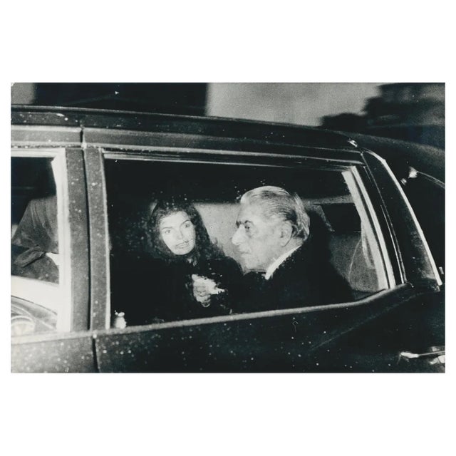 Jackie and Aristoteles Onassis in Car, Paris, 1973, Black & White Photograph For Sale