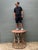 This vintage patinated metal table pedestal has a substantial sculptural presence and an aged rust finish that emphasizes...