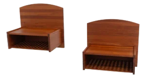 Danish Wall-Mounted Bedside Tables in Teak attributed to Trip Trap, 1980s, Set of 2