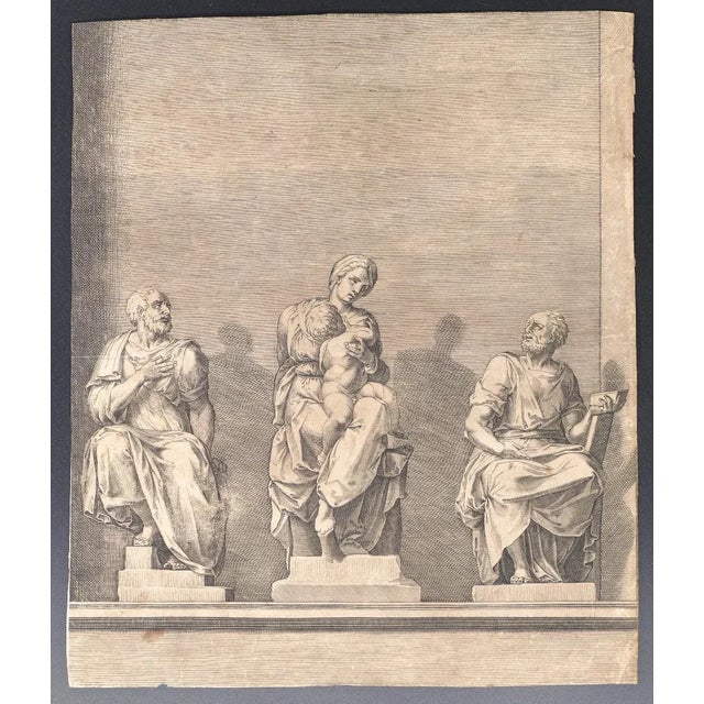 Three Statues of Woman with Child in the Center - Etching - 19th-Century For Sale - Image 3 of 3