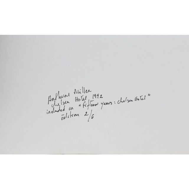 Postmodern Rita Barros, Arthur Miller Outside the Chelsea Hotel, Gelatin Silver Print For Sale - Image 3 of 6