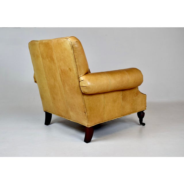 Wood Pottery Barn Brooklyn Leather Armchair on Casters For Sale - Image 7 of 12
