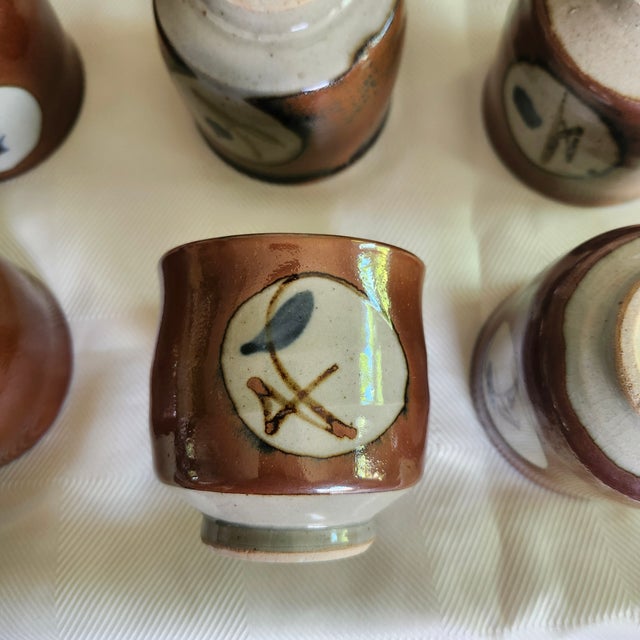 Ceramic Vintage Mashiko Yaki Japanese Mid- Century Studio Pottery Yunomi Stoneware Teacup -Set of 12 For Sale - Image 7 of 10