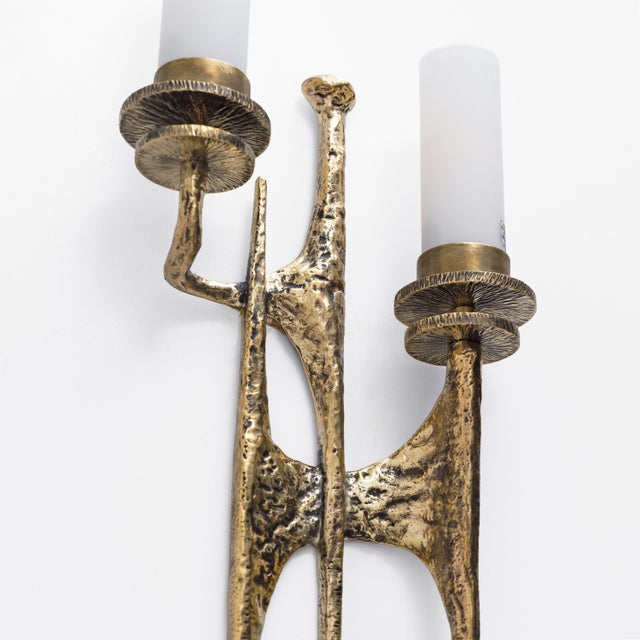 Metal Brutalist Bronze Wall and Murano Glass Sconces, 2000, Set of 2 For Sale - Image 7 of 9