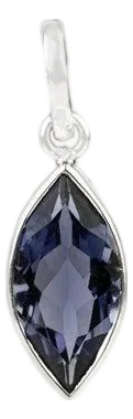 Silver Contemporary Marquise Cut Dainty Iolite Drop Pendant for Her