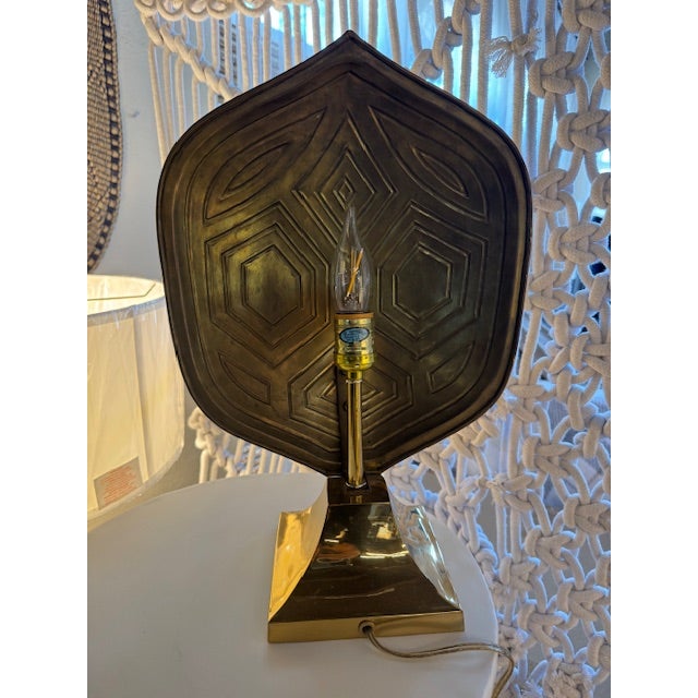 Metal Vintage Turtle Shell Shaped Brass Touch Lamp For Sale - Image 7 of 8