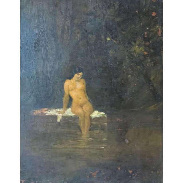 Circle of François Boucher, Seated Bather (Baigneuse Assise), Oil on Panel For Sale - Image 6 of 10