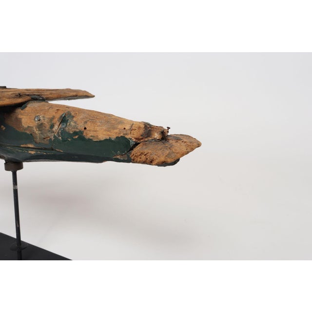 Early 20th Century Vintage Folk Art Hand-Carved and Painted Wooden Airplane For Sale - Image 17 of 18