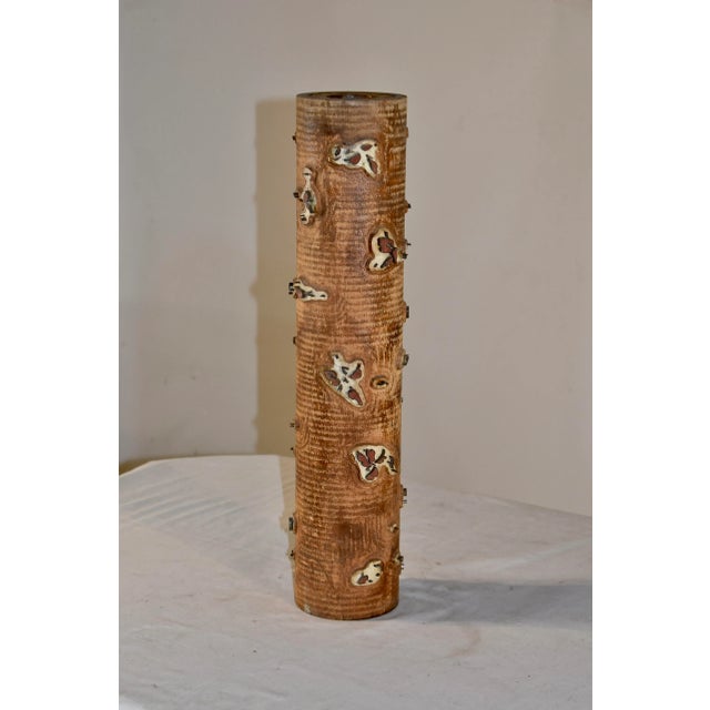 Circa 1900 French wallpaper roll made from oak. The rolls have lovely designs which would have been run through ink and...