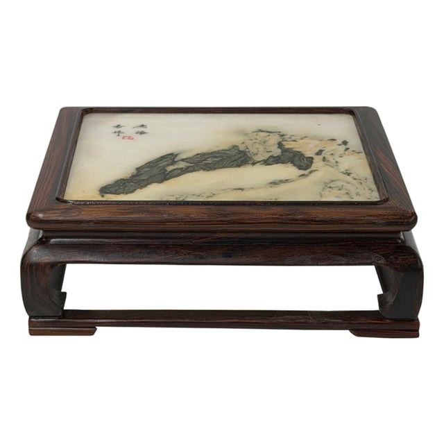 Square Dream Stone Inlaid Rosewood Slender Legs Display Stand For Sale