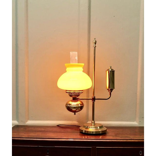 Antique Style Oil Lamp, Brass Table Lamp, This is a super looking piece, it has been copied from the design of an old oil...