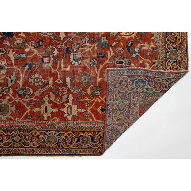 Persian 10 X 14 Antique Persian Heriz Red Wool Rug With Allover Design For Sale - Image 3 of 11