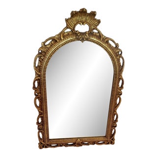 Gilded Wall Mirror With Curved Top For Sale