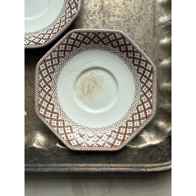 Vintage English, Royal Staffordshire, Brown and White Teacup and Saucers - Set of 4 For Sale - Image 11 of 12