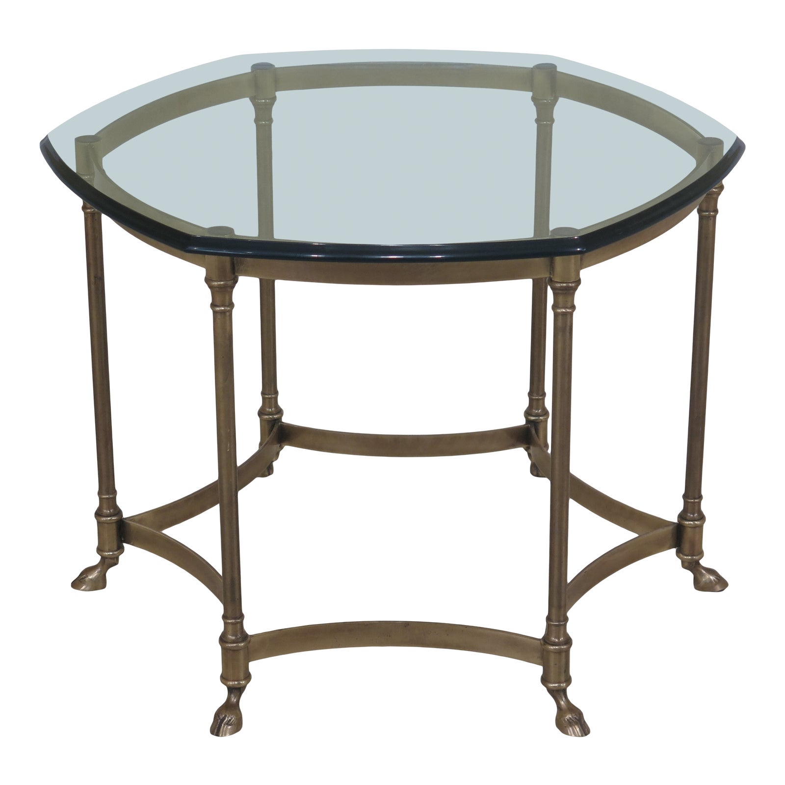 Labarge Brass & Glass Hoof Foot Occasional Table Chairish