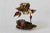 Mid-Century Modern Brutalist Metal Owl Burl Wood Base Sculpture in the style of Curtis Jere