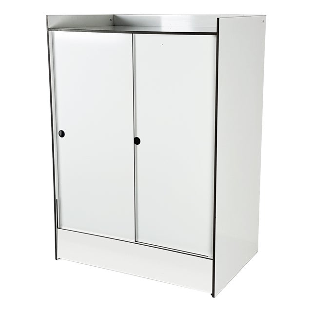 Italian White Laminated Plastic Storage Unit with Shelves and Sliding Doors from La Rinascente, 1960s For Sale