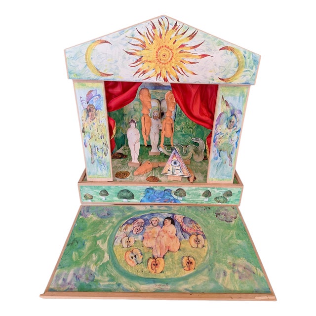 Possenti Antonio, Teatrino Il Giardino Dell'eden, 1980s, Fabric & Cardboard & Compressed Wood & Terracotta For Sale