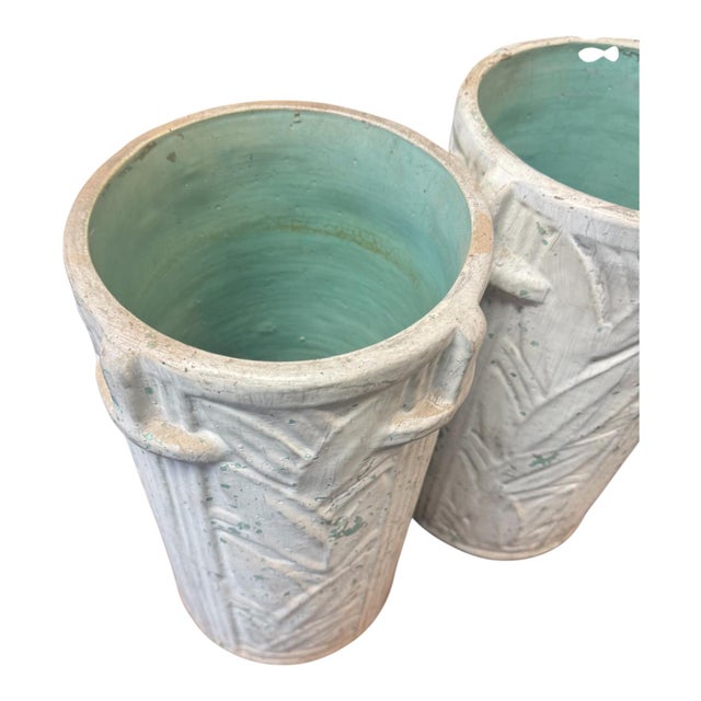 Coastal Maine Coastal Cottage Style Whitewashed Deco Vases Umbrella Stands McCoy Pottery - Pair For Sale - Image 3 of 9