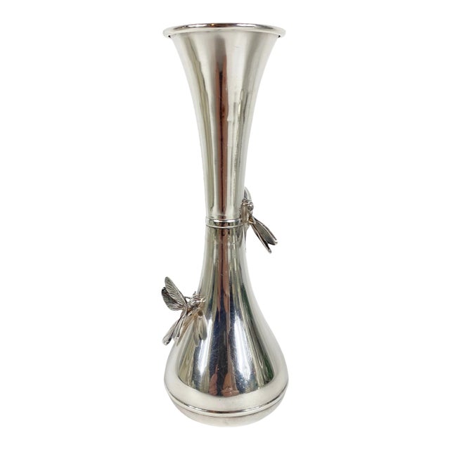 Late 20th Century Italian Sterling Silver Bud Vase With Insects by Renato Raddi For Sale