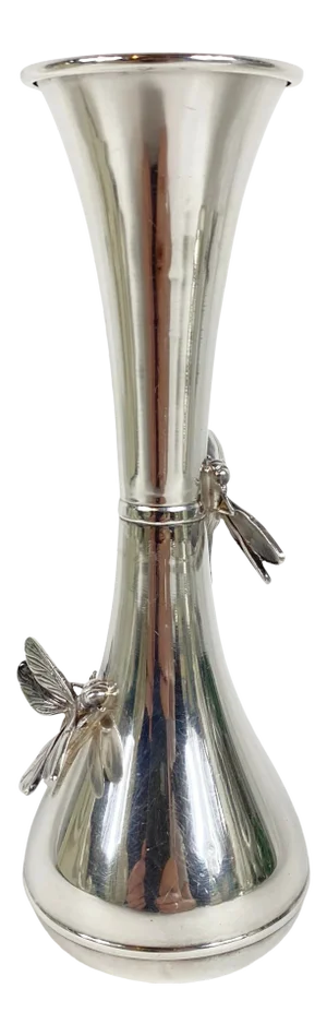 Late 20th Century Italian Sterling Silver Bud Vase With Insects by Renato Raddi