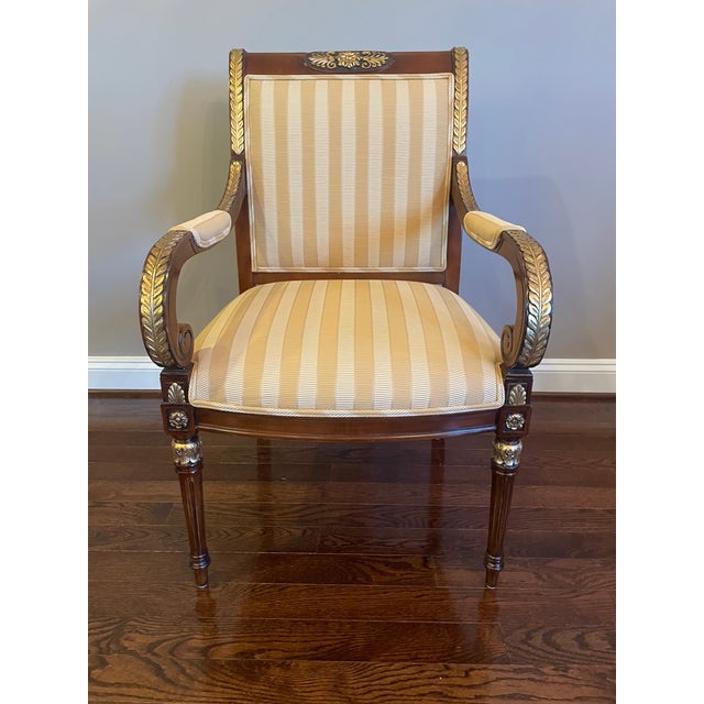 1990s Ej Victor 14 Regency Chippendale Mahogany Chairs With Gold Leaf Accents For Sale - Image 9 of 17