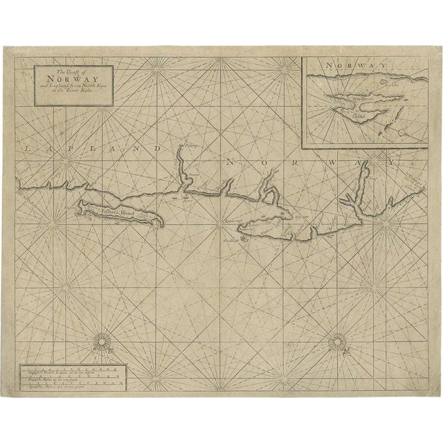 Early 18th Century Sea Chart of Northern Norway with Lapland and Russia, 1702 For Sale - Image 5 of 5