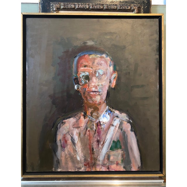 Dean Richardson, Military Man Portrait Figurative Abstract Oil Painting American Modernist Artist, 1978 For Sale - Image 4 of 14