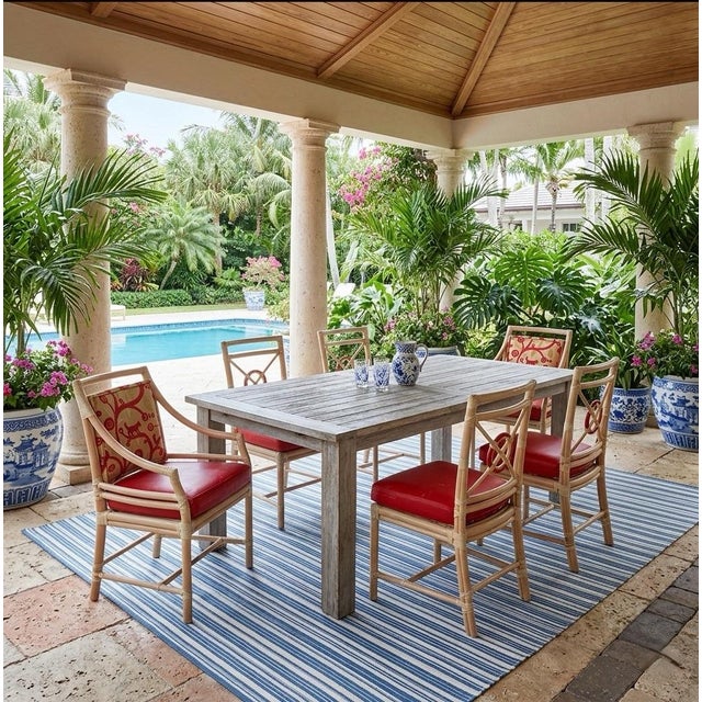 White Set of Six McGuire Bamboo Target Back Dining Chairs For Sale - Image 8 of 11