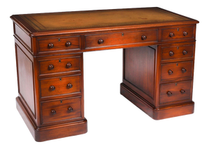 Vintage Flame Mahogany Twin Pedestal Desk