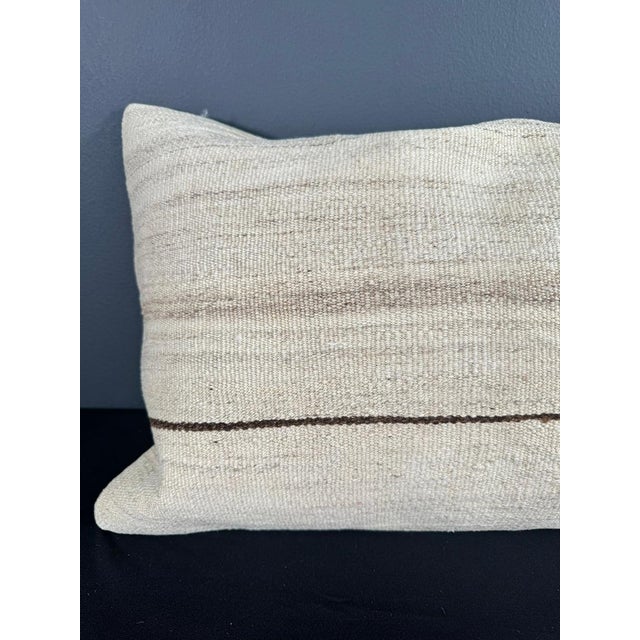 Contemporary Turkish Hemp Pillow Cushion Natural Beige Brown Pillow Cushion Cover 16" x 24" For Sale - Image 3 of 4