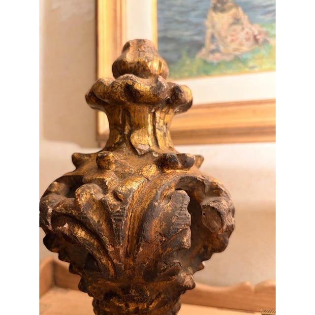 18th Century Louis XV Architectural Carved and Gilded Wood Finials, Set of 2 For Sale - Image 4 of 14