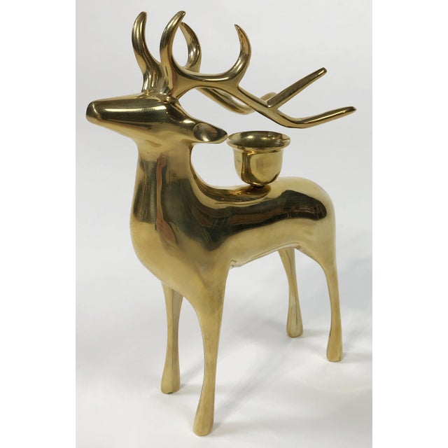 Mid-Century Modern Modern Brass Deer Stag Candlestick Holder For Sale - Image 3 of 5