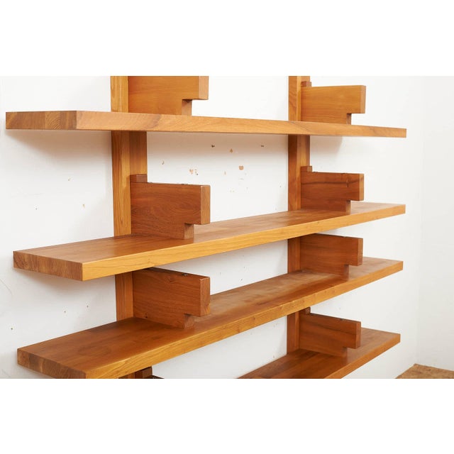 Wall Shelf B17 Bookcase for Wall Mounting in Elm Wood by Pierre Chapo, 1967 For Sale - Image 6 of 13