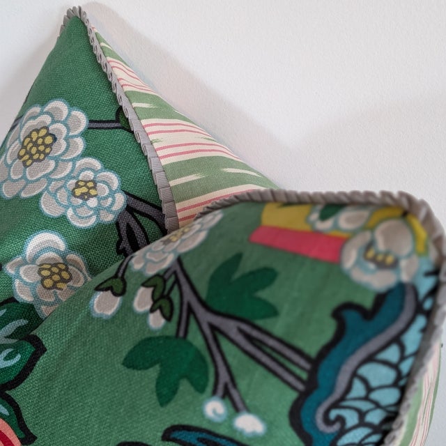 Schumacher Chiang Mai Dragon Emerald Single Pillow For Sale In Greensboro - Image 6 of 7