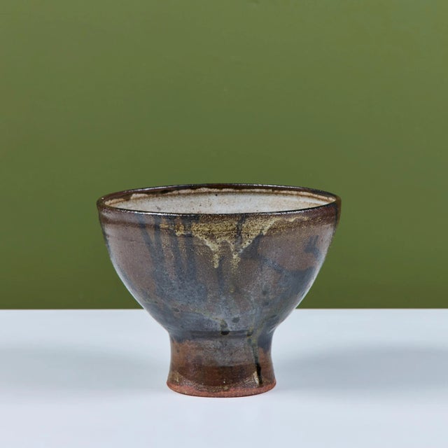 Brown Studio Pottery Chalice Bowl For Sale - Image 8 of 12