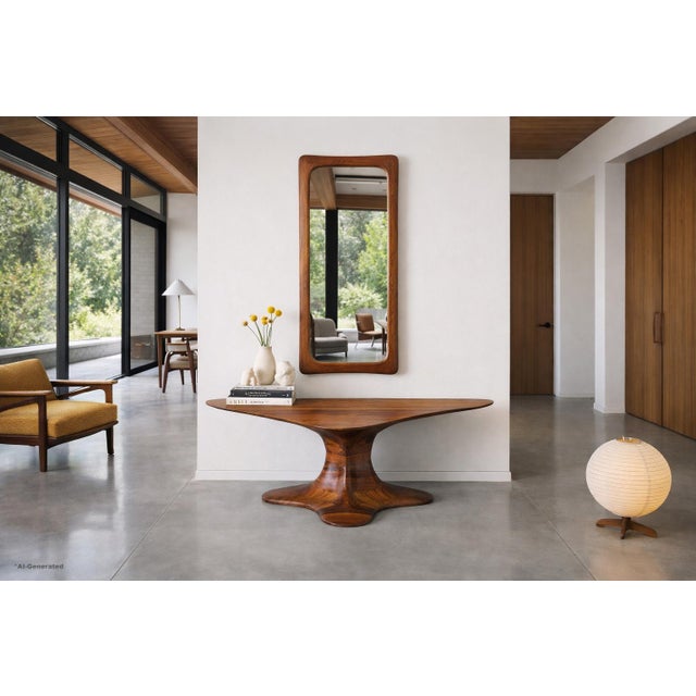 This exceptional vintage American coffee table embodies the spirit of studio craft, where artistry and function blend...