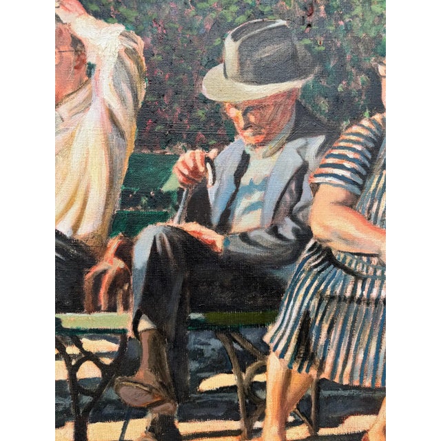 Late 20th Century Neil Caldwell "Sun Worshippers" Washington Square Ny Oil on Canvas For Sale - Image 4 of 7
