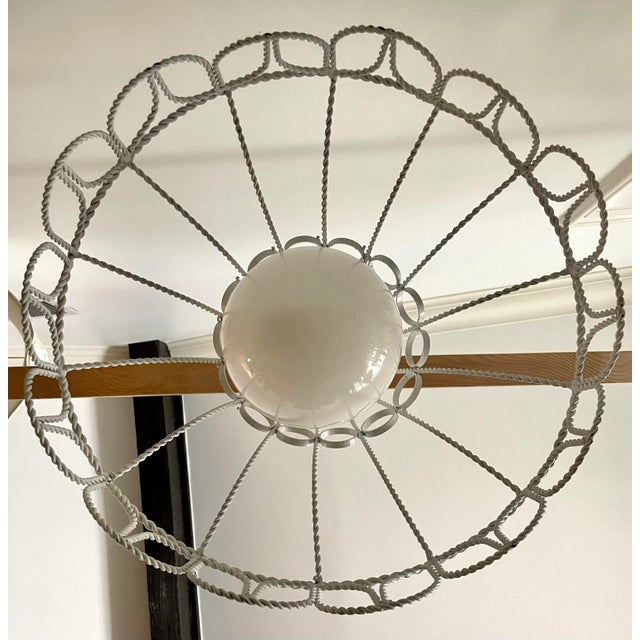 Mid 20th Century Mid Century Modern White Twisted Metal Pendant Light For Sale - Image 10 of 13