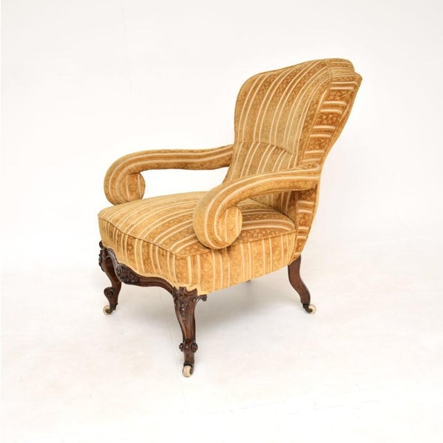 Antique Victorian Carved Walnut Armchair, 1860s For Sale - Image 3 of 13